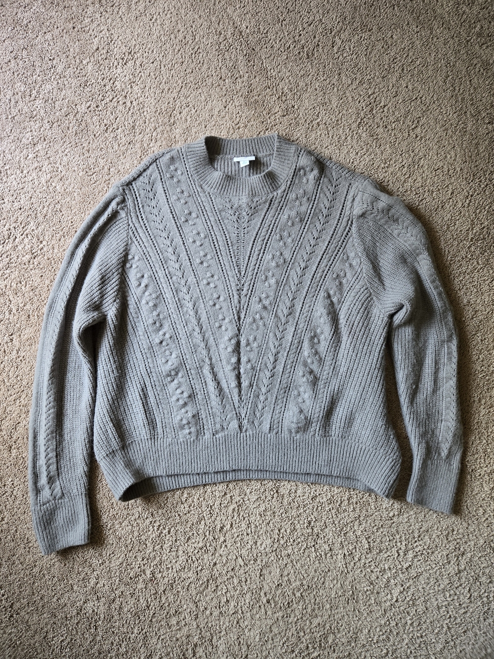 LuLaRoe Andrea Gray Chevron Cable Knit Sweater XL